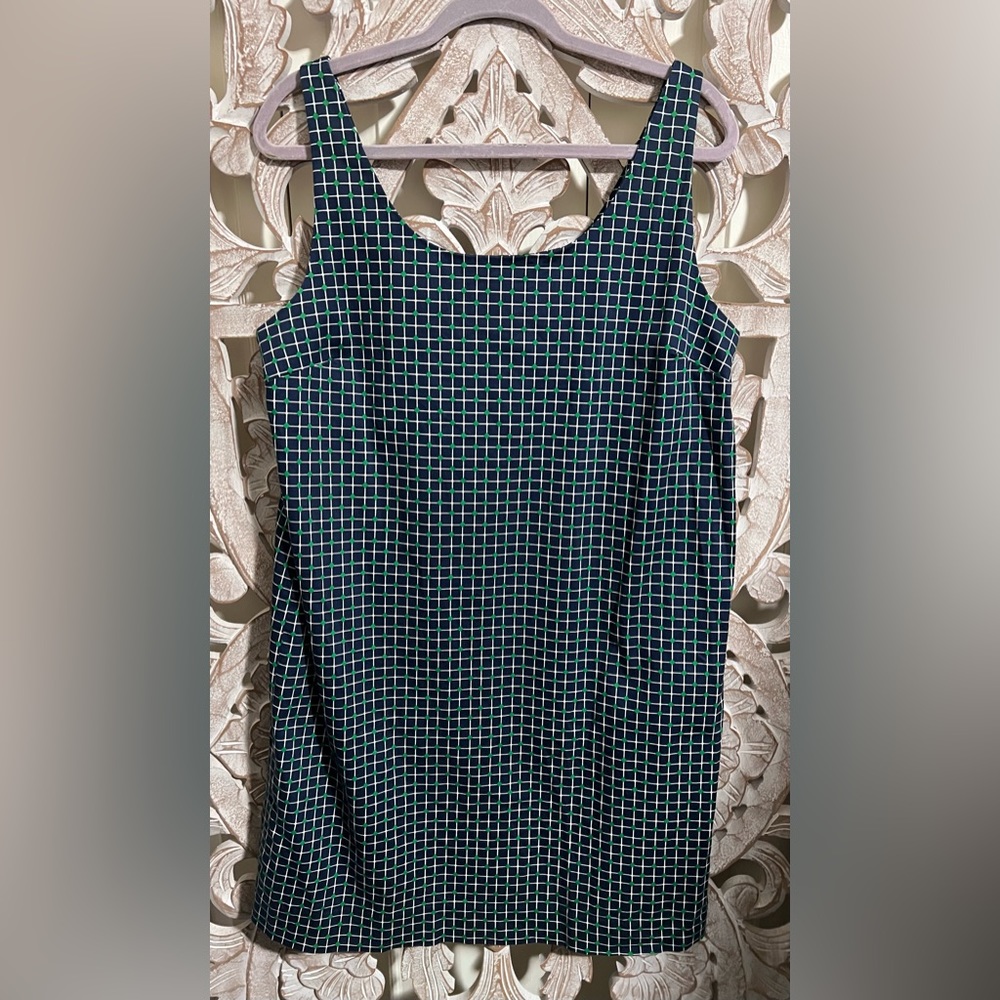 EUC Joe Fresh Checked Blue Sleeveless Shift Dress Sz L - Picture 1 of 4